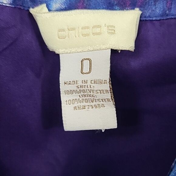 Chico's Blue Watercolor Sleeveless Halter Chiffon Dress Colorful Knee Length - Picture 8 of 11